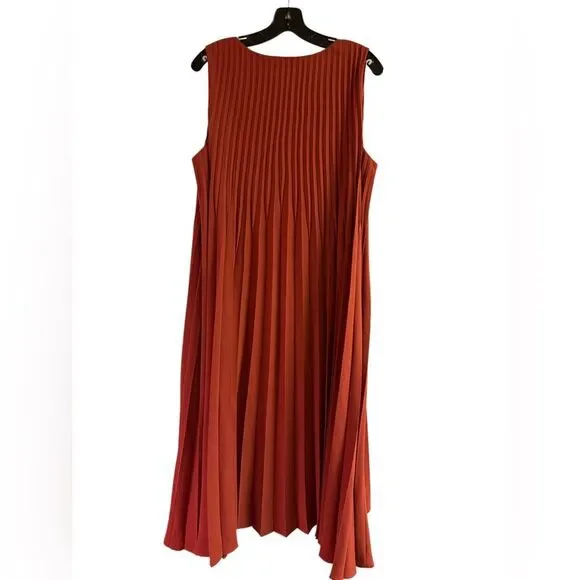 J Jill Deep Woven Sunburst Pleated Midi Dress Size L - Picture 3 of 5